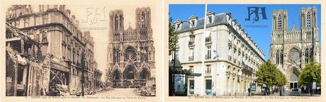 Reims dans ses Ruines : rue Rockefeller et place du Parvis Reims dans ses Ruines : rue Rockefeller et place du Parvis