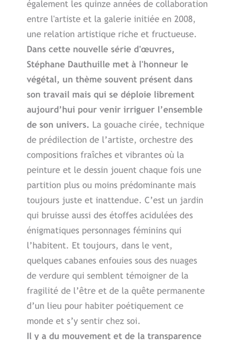 Galerie Insula  exposition Stéphane Dauthuille « En ce jardin » à partir du 11 Mai 2023.