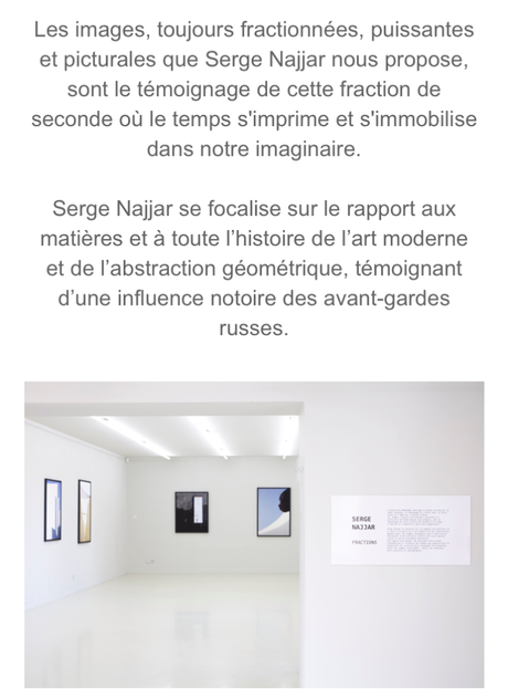 Galerie Bessières – finissage exposition Serge Najjar « FRACTIONS »
