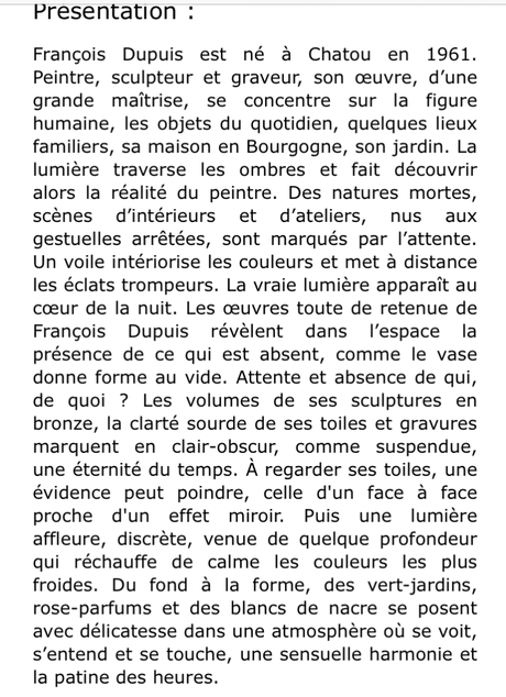 Galerie – Les  Montparnos –  exposition François Dupuis- « Les Lumières de la présence » à partir du 11 Mai 2023.