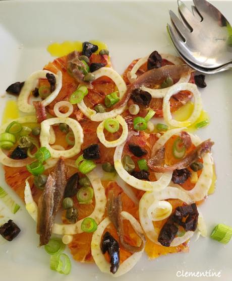 Salade d'oranges sanguines, fenouil et anchois
