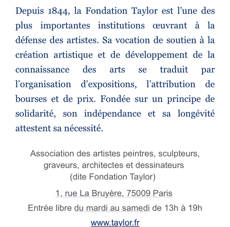 Fondation Taylor   Mai-Juin 2023. à partir du 25 Mai 2023.