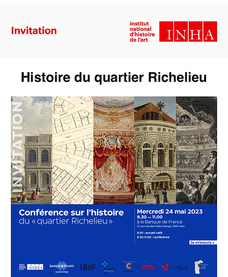 I N H A   »  Histoire du quartier Richelieu  » Mardi 24 Mai 2023.