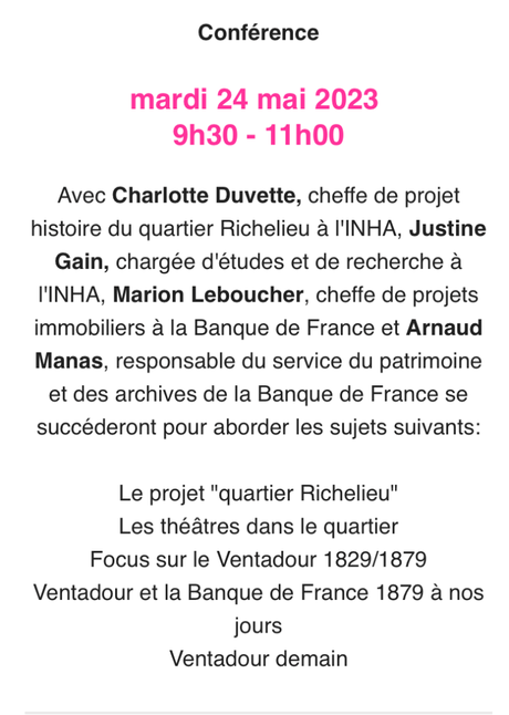 I N H A   »  Histoire du quartier Richelieu  » Mardi 24 Mai 2023.