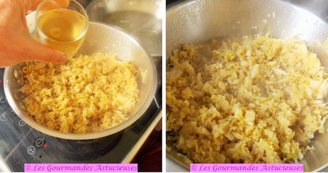 Choucroute de chou lacto-fermenté maison, pois chiches épicés et riz aux champignons (Vegan)