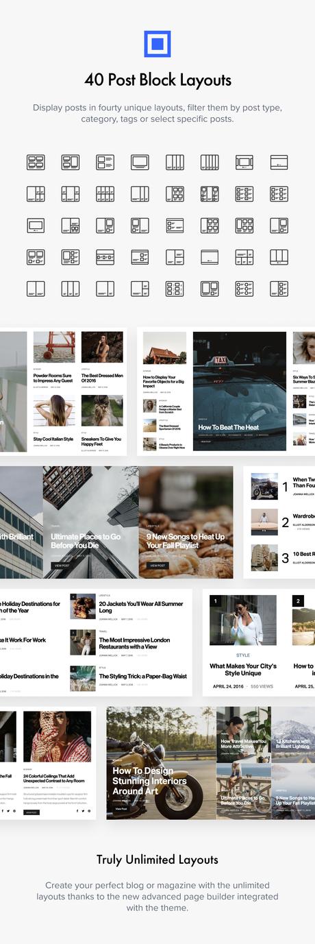 Authentique – Thème WordPress pour blogs et magazines de style de vie Dispositions de bloc