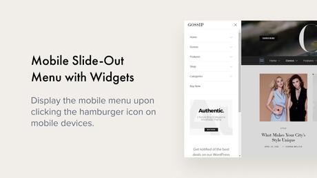 Authentique – Thème WordPress pour blogs et magazines de style de vie Menu coulissant mobile