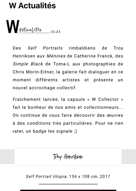 Galerie W Matignon   W  Actualités. Mai 2023.