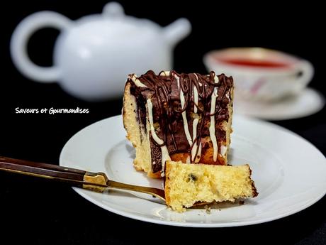 Gâteau yaourt, myrtilles, chocolat.