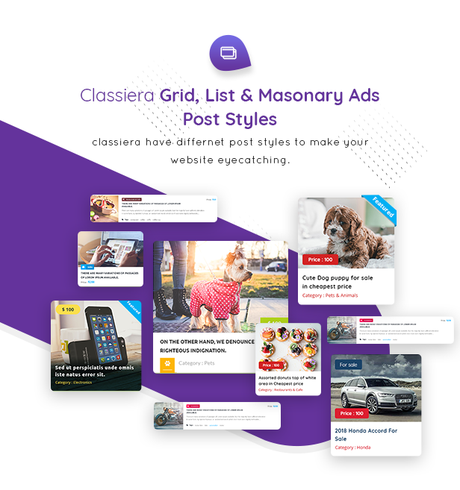 Classiera – Thème WordPress pour petites annonces Affichage en liste et en grille