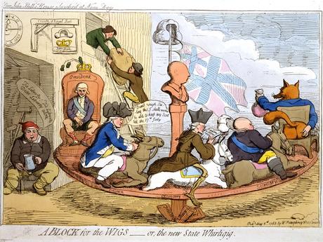 Un bloc pour les perruques, par le caricaturiste James Gillray, 1783.