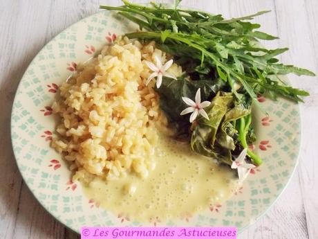 Sauce onctueuse à l'oseille pour accompagner du riz et de la verdure originale (Vegan)