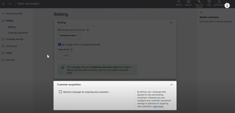 Définir de nouveaux objectifs d’acquisition de clients Comment sélectionner le type d'objectif d'acquisition de clients dans Google Ads.