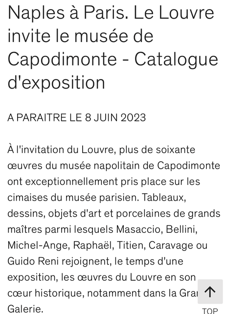 Le Louvre – Actualités du Musée – «  » Naples à Paris «  » à partir du 7 Juin 2023.