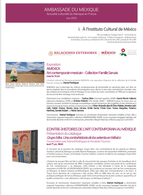Actualité Culturelle du Mexique en France – Juin 2023.