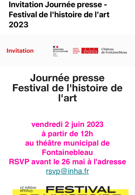 I N H A   Festival de l’histoire de l’art  – le 2 & 4 Juin 2023. (Château de Fontainebleau)