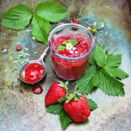 compotée fraises rhubarbe
