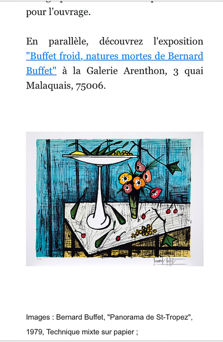 Galerie de l’Institut – exposition Bernard Buffet et St-Tropez – 2 Juin au 22 Juillet 2023.