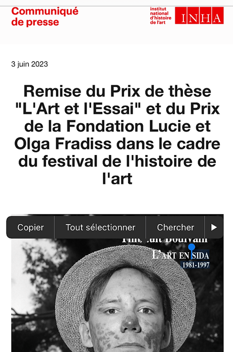 I N H A    « L’Art et l’Essai  »  Festival de l’histoire de l’art à Fontainebleau «