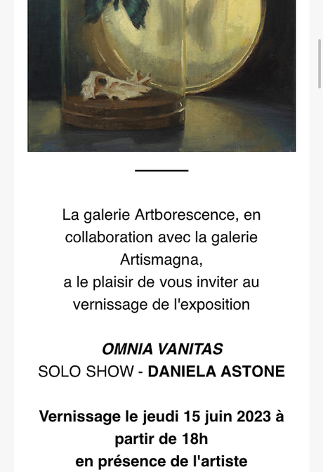 Galerie ARTborescence  « Daniela Astone » vernissage le jeudi 15 Juin 2023.
