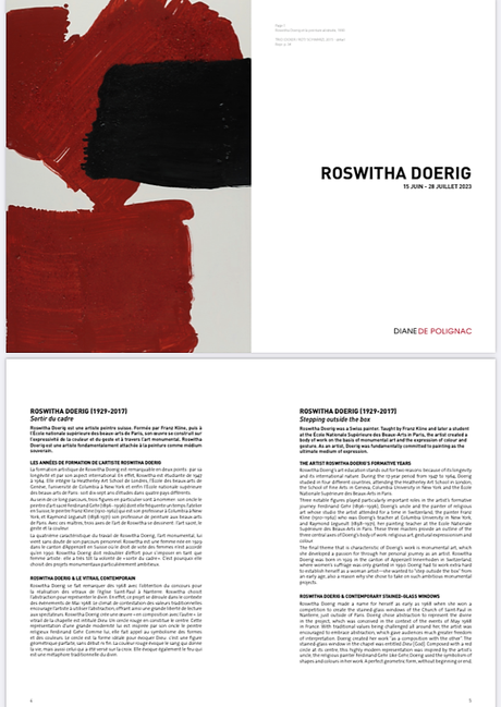 Galerie Diane de Polignac   exposition :  Roswitha Doerig  » sortir du cadre  » depuis le 15 Juin 2023.