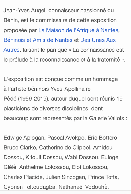 Galerie Vallois « Le Bénin en majesté » le 16 Juin 2023.