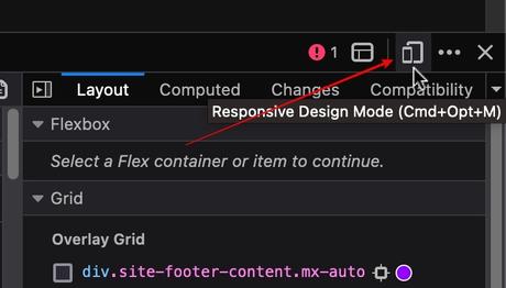 Mode de conception réactif sur Firefox dans un Mac