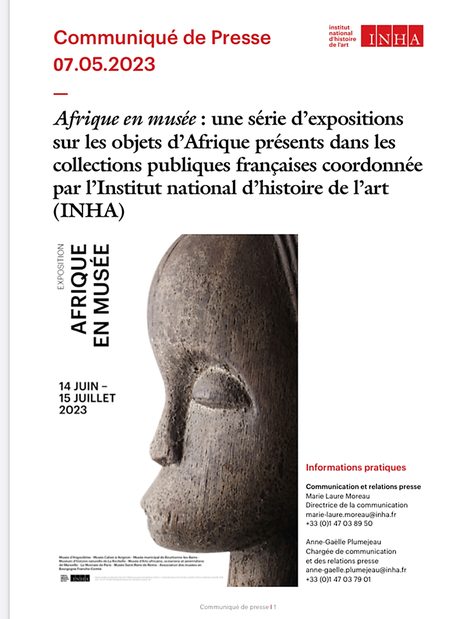 Afrique en musée (I N H A) 14 Juin- 15 Juillet 2023.