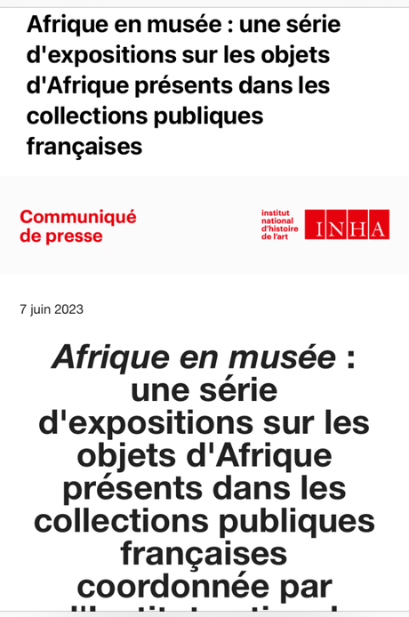Afrique en musée (I N H A) 14 Juin- 15 Juillet 2023.