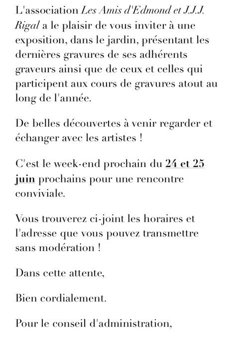Association « Les Amis d’Edmond et JJJ Rigal » 24/25 Juin 2023.