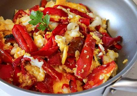 oeufs brouillés aux poivrons et chorizo ww