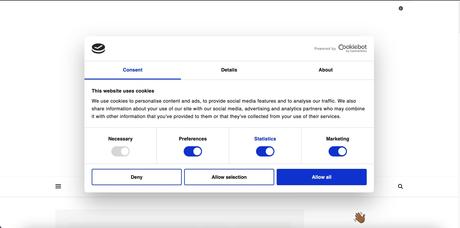 Consentement de l'utilisateur CookieBot branché