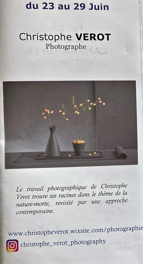 L’Art à la Chapelle -Saison 2023 -16 Juin au 31 Août 2023. Noyers sur cher. Le 23 Juin 2023 : Christophe Verot.