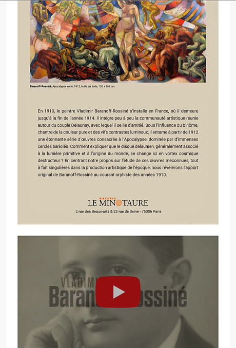 Galerie Le Minotaure –  » La série des Apocalypses de Baranoff-Rossiné » Centre Pompidou. le 1er Juillet 2023.