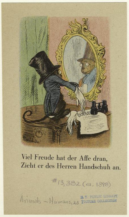 1898 Oberlander, Adolf Viel Freude hat der Affe dran, Zieht er des Herren handschuh an NYPl digital