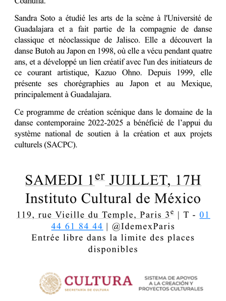 Institut Culturel du Mexique à Paris. le samedi 1er Juillet 2023.