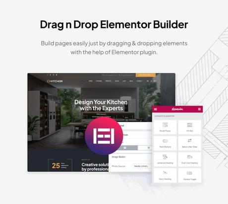 Thème WordPress pour le design d'intérieur de Kitchor