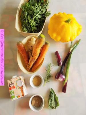 Pâtisson farci aux carottes confites (Vegan)