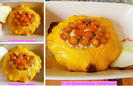 Pâtisson farci aux carottes confites (Vegan)