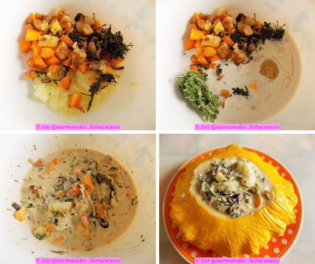 Pâtisson farci aux carottes confites (Vegan)