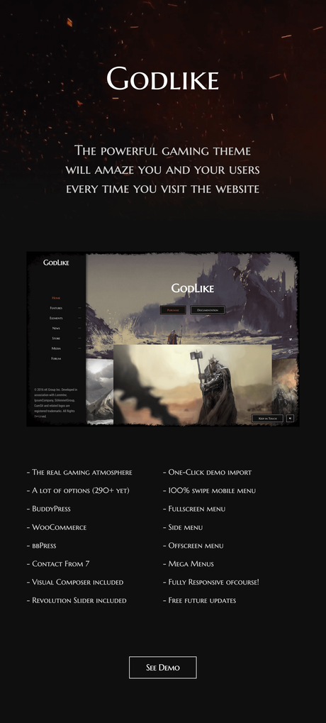 Godlike – Thème de jeu pour WordPress Godlike Social Network WordPress Gaming