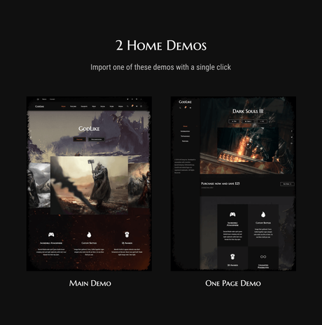 Godlike – Thème de jeu pour WordPress Thème de jeu divin avec 2 démos