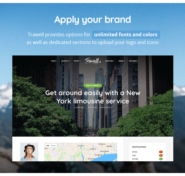 Thème WordPress pour blog de voyage - Trawell - 2