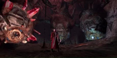 Niveaux de jeu vidéo qui se déroulent à l’intérieur d’une créature Dante fait face aux trois organes à l'intérieur du Léviathan