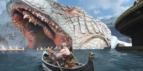 Niveaux de jeu vidéo qui se déroulent à l’intérieur d’une créature Jormungandr se prépare à avaler Kratos et Atreus