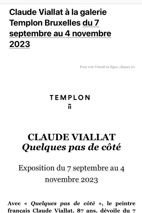 Galerie Templon à Bruxelles  » Claude Viallat  » à partir du 7 Septembre 2023.