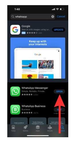 Appuyez sur ouvrir pour vérifier si le problème de non-affichage des contacts WhatsApp est résolu
