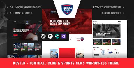 Kester – Thème WordPress pour les clubs de football et les actualités sportives