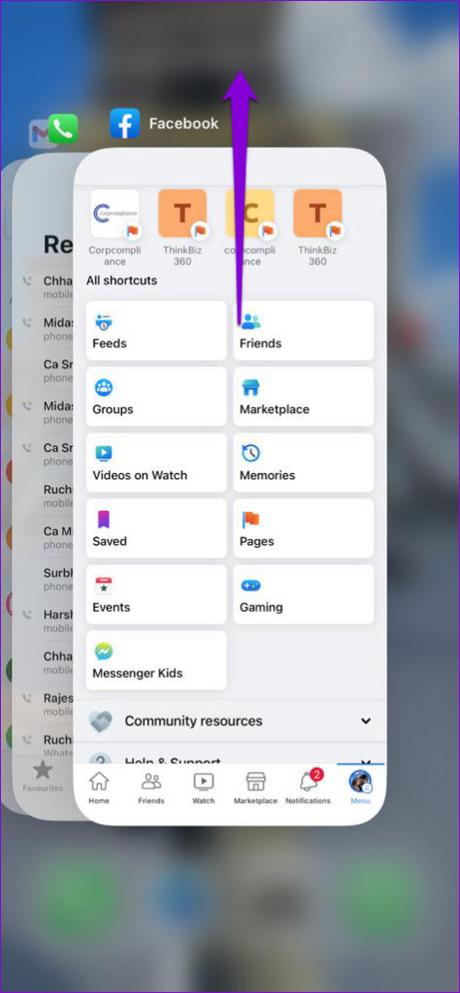 Les 7 meilleures façons de corriger l’erreur Aucune donnée disponible sur Facebook pour Android et iPhone Fermer l'application Facebook sur iPhone