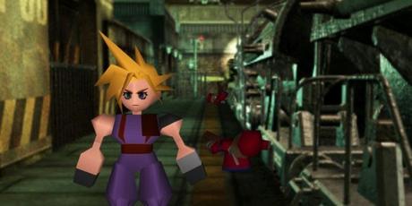 Une capture d'écran de Final Fantasty 7, la version originale de 1997.  Il montre le principal protagoniste Cloud Strife.